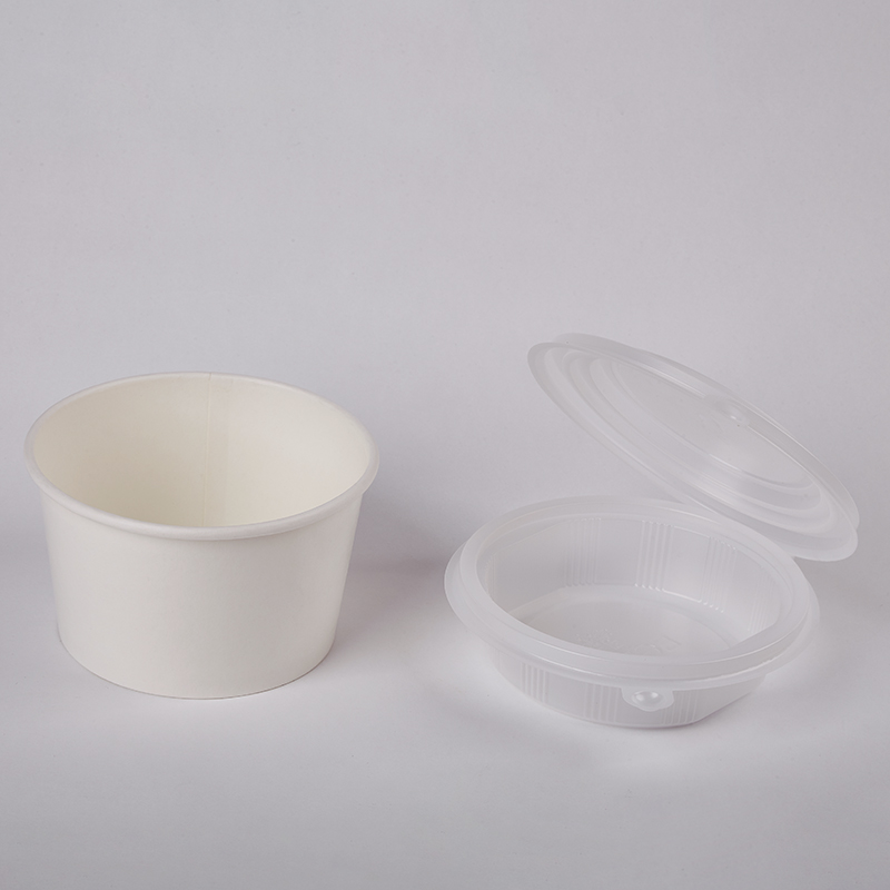 Custom Disposable Takeaway Plain White Paper Noodle Bowl With Lids