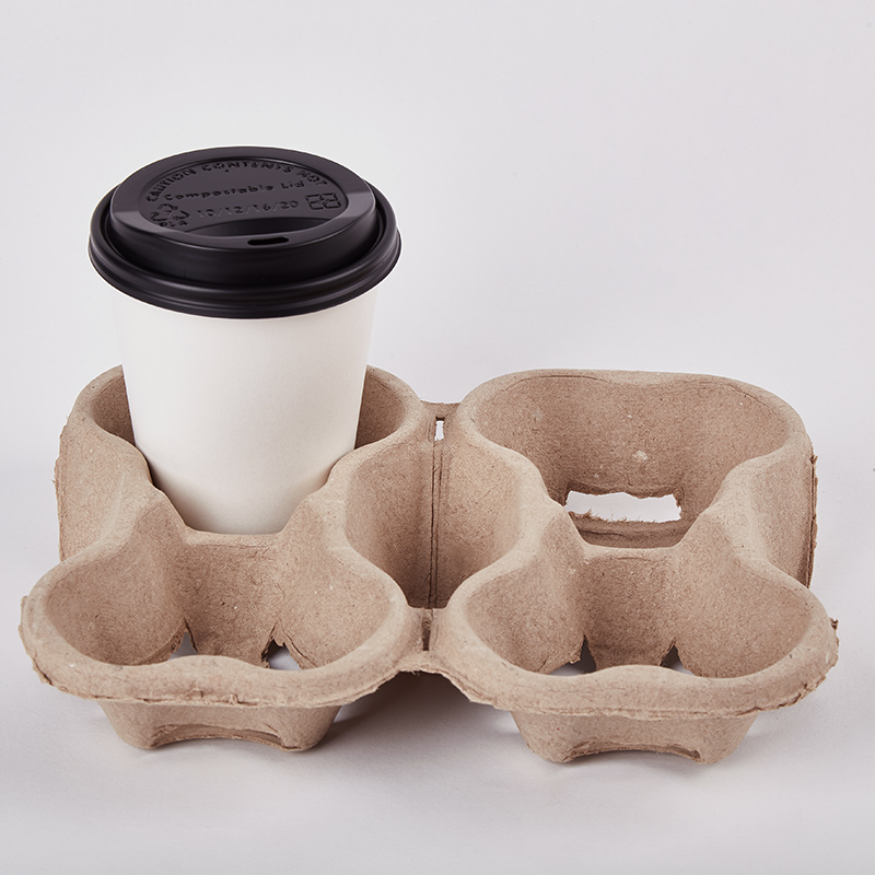 Supplier Eco Friendly Recyclable 4 Split 2 Paper Plup Tray Holder Carrier For Paper Cup