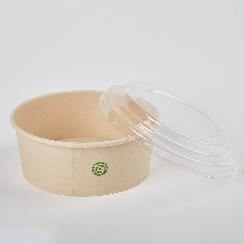 Custom Disposable Fast Food Salad Paper Bowl With PP Food Tray