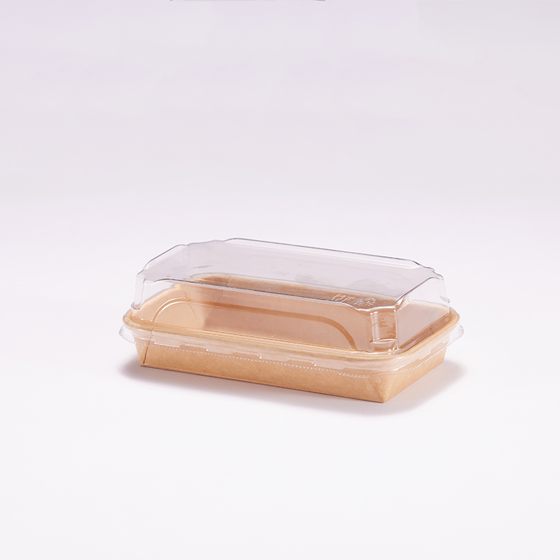 Takeout Disposable Brown Paper Sushi Tray Kraft Paper Food Tray with Transparent PET Lid