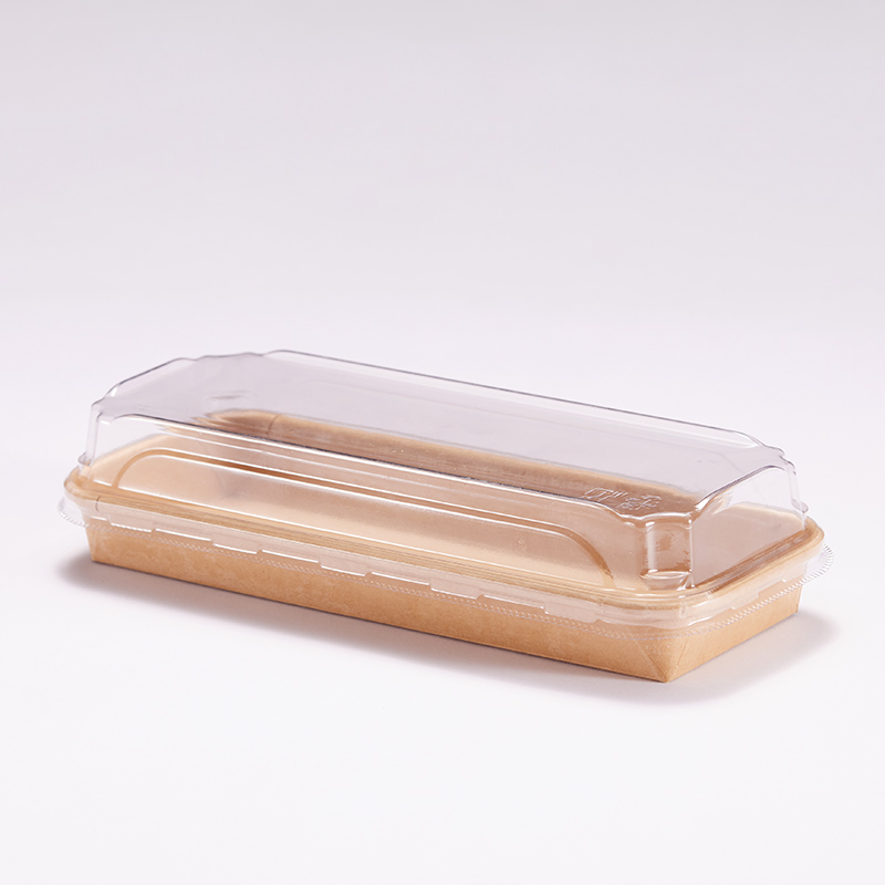 New Type Disposable Kraft Sushi Tray with Transparent PET Lids