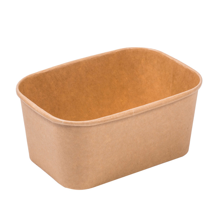 Takeaway Disposable Rectangular Paper Bowl with Lid